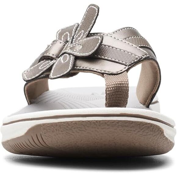 Clarks Women s Cloudsteppers Brinkley Flora Flip Flops, Pewter Size 9M - Picture 4 of 5